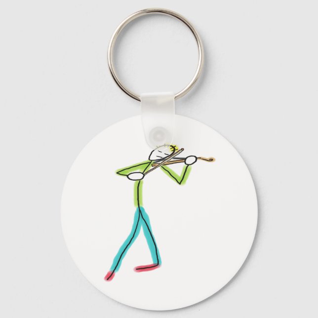 Viola Playing Stickman Nyckelring (Framsida)