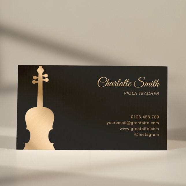 Viola Teacher Elegant Guld&Black Visitkort (Skapare uppladdad)