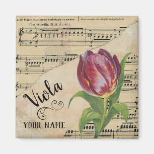 Viola Tulip Vintage Lakan Music Customized Magnet