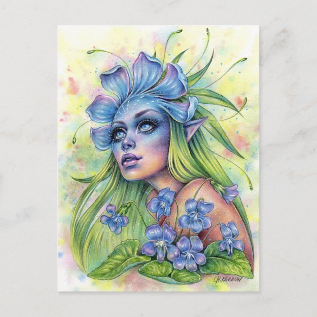 Viola vykort blomma fe Faery fantasin (Framsida)