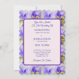 Viola Watercolor Flower Blommigt bröllopsinbjudan Inbjudningar