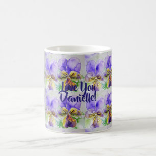 Viola Watercolor Flowers Blommigt Kärlek Dam Mugg
