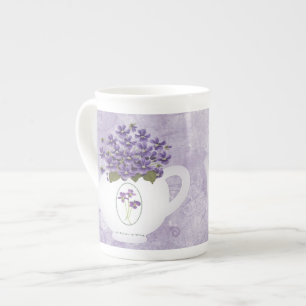 Violas i Tekanna Bone China Mugg Benporslin Mugg