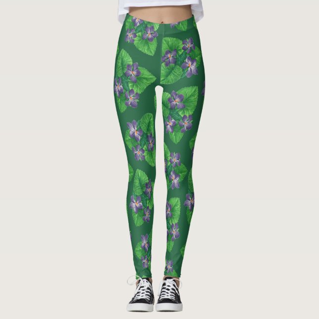 Violas på emerald grönt leggings (Framsida)