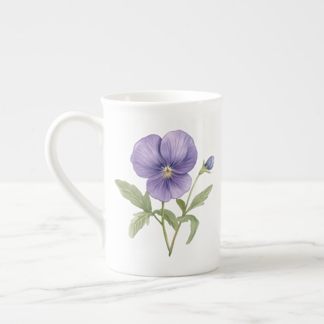 Violer är februaris födelseblomma benporslin mugg (Vänster)