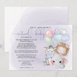 Violet 3 Utspädda djur i Virtuell babyskabb för ma Inbjudningar