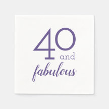 Violet 40 & Fabulous Födelsedagsfest Papper Napkin