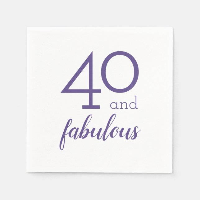 Violet 40 & Fabulous Födelsedagsfest Papper Napkin Pappersservett (Framsidan)