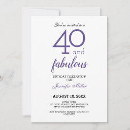 Violet 40 och Fabulous Birthday-inbjudan Inbjudningar