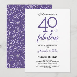 Violet 40 och Fabulous Birthday-inbjudan Inbjudningar