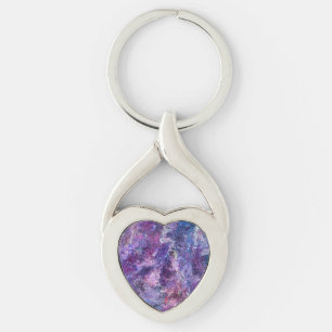 Violet abstraction twisted heart silverfärgad nyckelring