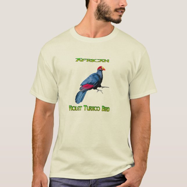 Violet African Turaco Bird T Shirt (Framsida)