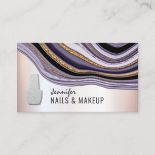 Violet agate geode chic metallisk mjuk rosa nagel visitkort