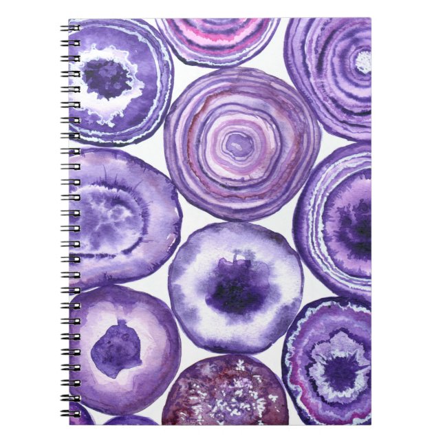 Violet agate mönster anteckningsbok med spiral (Framsidan)