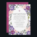 Violet and Plum Blommigt Bat mitzvah Inbjudningar<br><div class="desc">bat mitzvah inbjudan till eleganten violett och plommonbaserad blommigt med hög grönt och  rosa designad för att snabbt och enkelt kunna anpassas till dina händelsespecifikationer.</div>