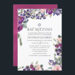 Violet and Plum Blommigt Bat mitzvah Inbjudningar<br><div class="desc">bat mitzvah inbjudan till eleganten violett och plommonbaserad blommigt med hög grönt och  rosa designad för att snabbt och enkelt kunna anpassas till dina händelsespecifikationer.</div>
