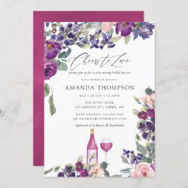 Violet and Plum Blommigt Möhippa Vin Tasting Inbjudningar