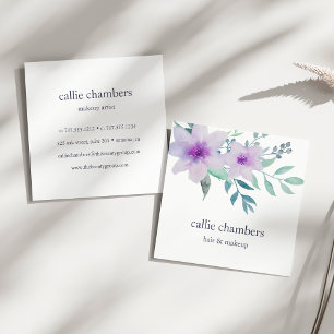 Violet and Sage Blommigt Fyrkantigt Visitkort