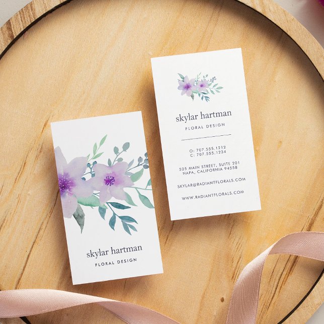 Violet and Sage Blommigt | LODRÄT Visitkort (Skapare uppladdad)