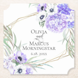 Violet Anemone Blommigt Bouquet Luncheon Underlägg Papper