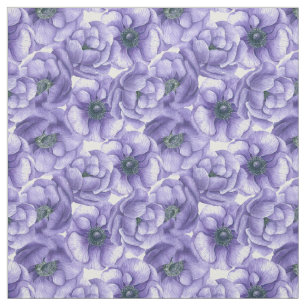 Violet anemone blommor vattencolor mönster tyg