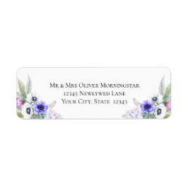 Violet Anemone Flowers Returadress Etikett
