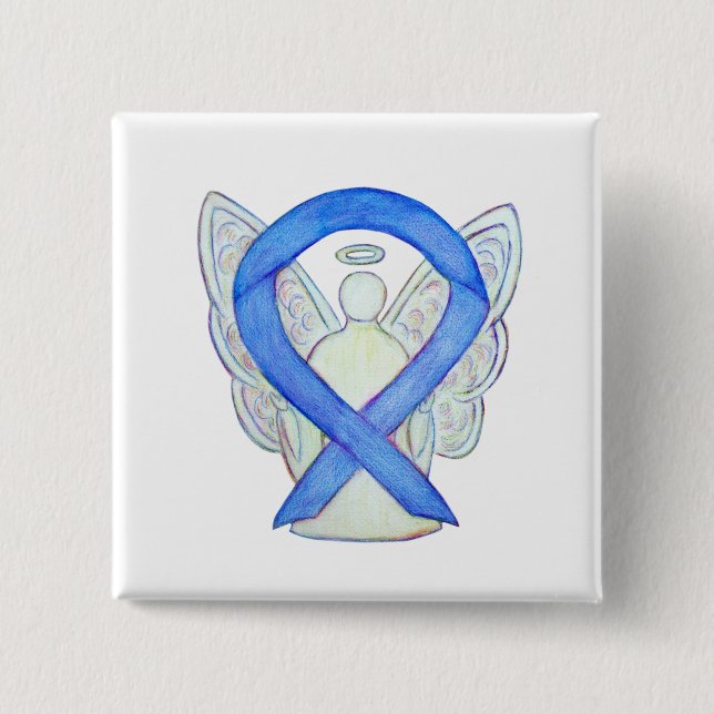 Violet Angel Awareness Ribbon Anpassningsbar Art S Knapp (Framsida)