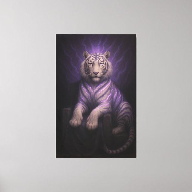 Violet Åsk Tron Vit Tiger – Suverän Aura Canvastryck (Framsida)
