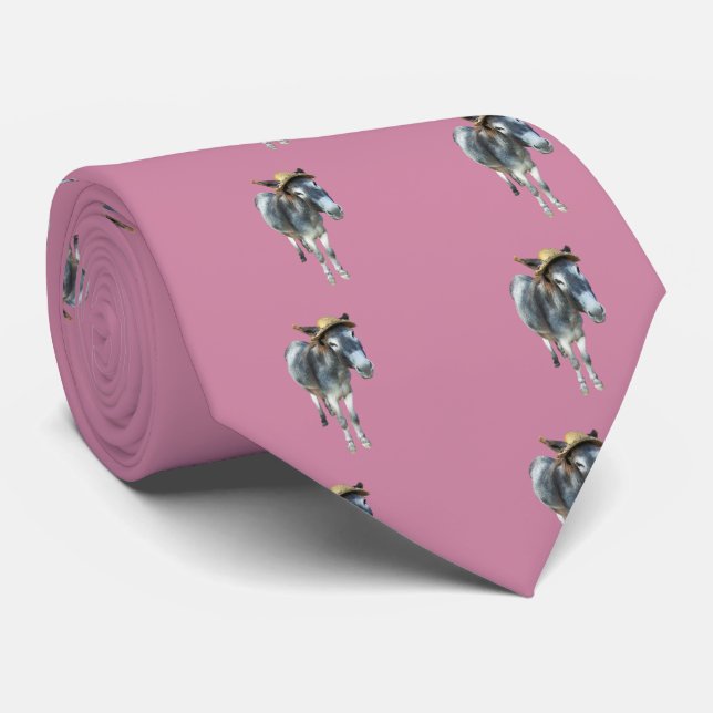 Violet åsnan i sugrörhatt med blommor slips (Rullad)