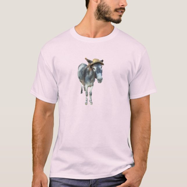 Violet åsnan i sugrörhatt med blommor t-shirt (Framsida)