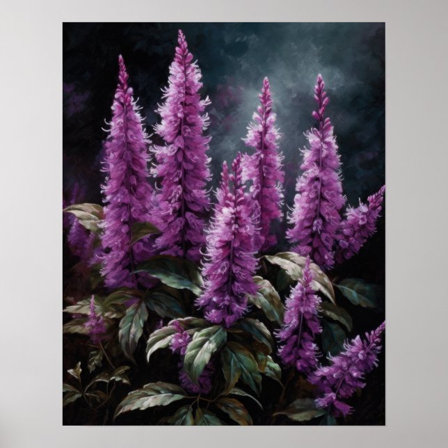 Violet Astilbe Flowers Art Print Poster (Framsidan)