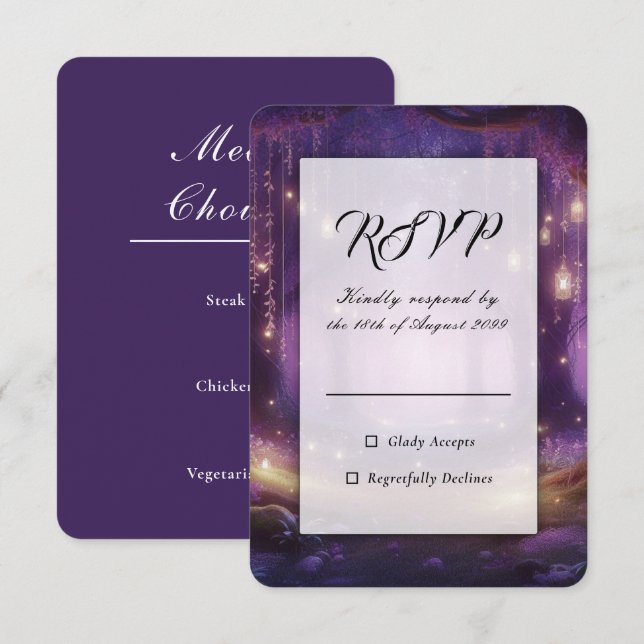 Violet at Midnight Enchanted Forest Wedding OSA Kort (Fram/baksida)