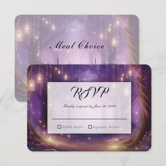 Violet at Midnight Enchanted Forest Wedding OSA Kort (Fram/baksida)