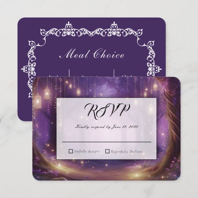  Violet at Midnight Enchanted Forest Wedding OSA Kort (Fram/baksida)