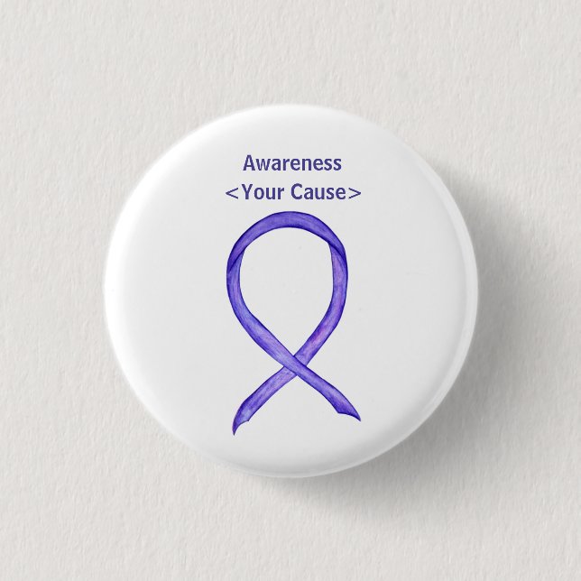 Violet Awareness Ribbon Anpassningsbar Art Stift Knapp (Framsida)