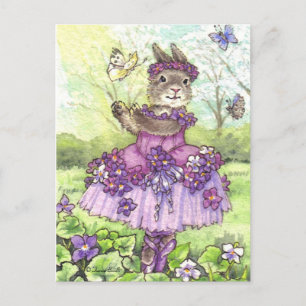 Violet Ballerina Bunny sött vykort