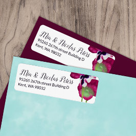 Violet, Berry Rosa Pansy Bröllop Adress Returadress Etikett