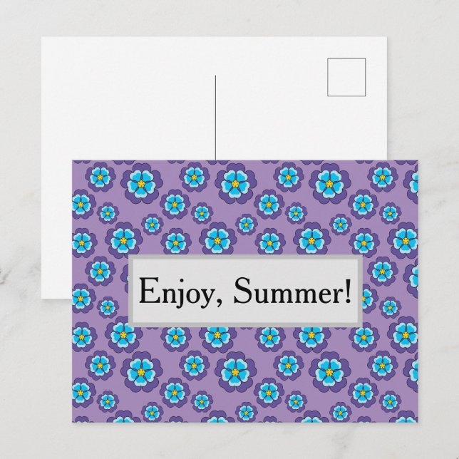 Violet Blåa blommor Mönster personalize Helg Vykort (Fram/baksida)