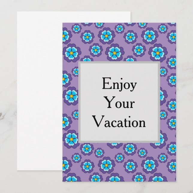 Violet Blåa blommor Mönster personalize Julkort (Fram/baksida)