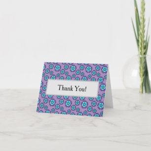 Violet Blåa blommor Mönster personalize Tack Kort