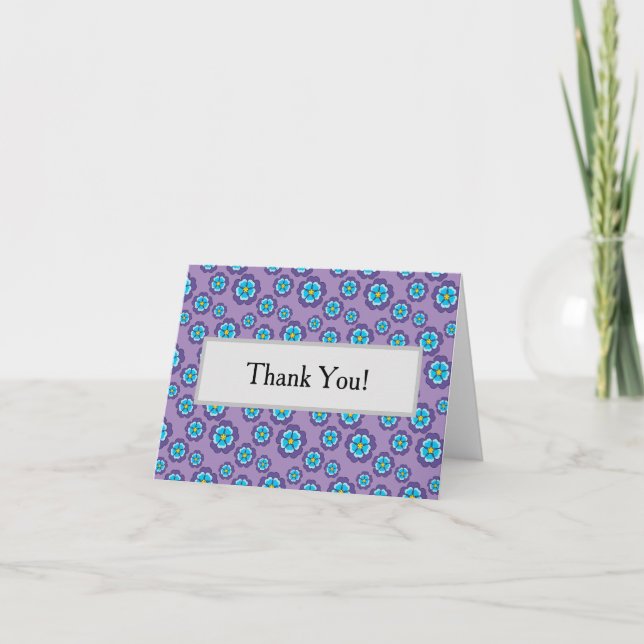 Violet Blåa blommor Mönster personalize Tack Kort (Framsida)
