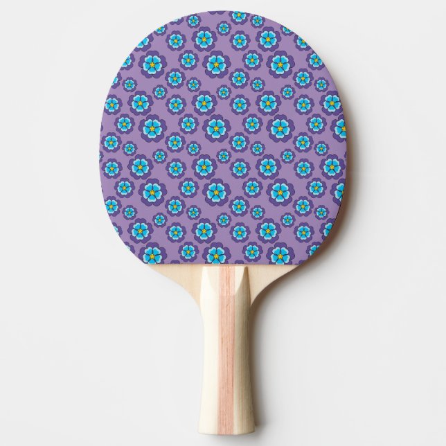 Violet Blåa blommor Mönster Pingisracket (Framsidan)