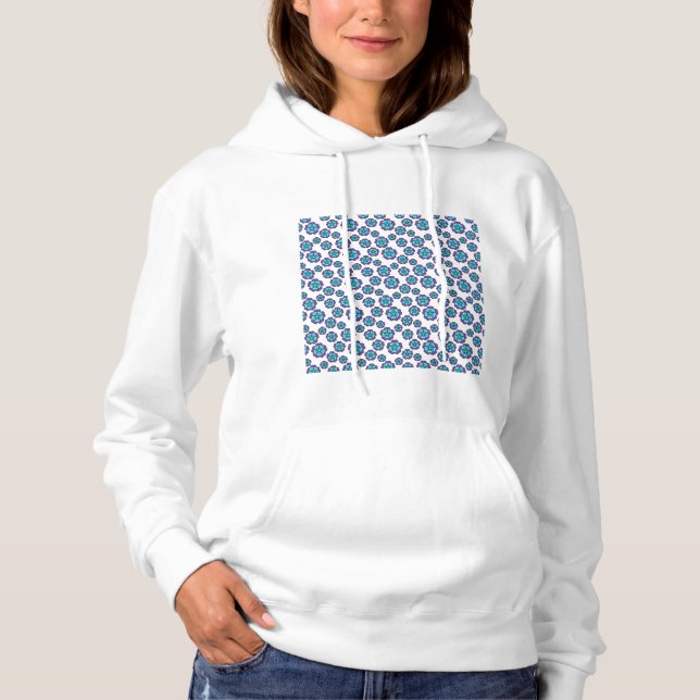 Violet Blåa blommor Mönster T Shirt (Framsida)