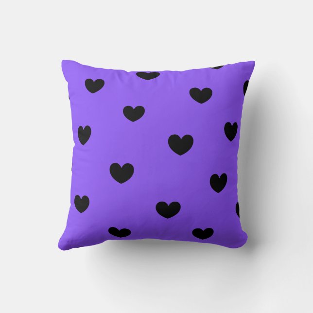 Violet Black Cute Mysigt Modern Romantic Chic Hear Kudde (Baksida)