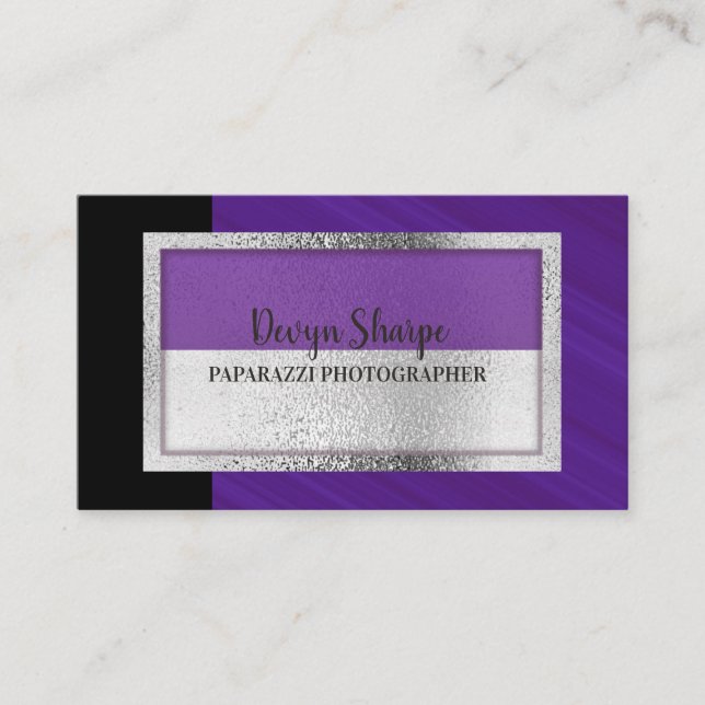 Violet Black och Silver Paparazzi Photography Visitkort (Framsida)