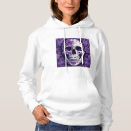 Violet Blommigt 3D Dead Skull med violetta blommor T Shirt