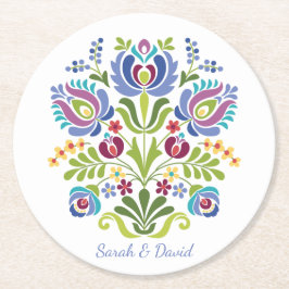 Violet Blommigt i ungersk design Underlägg Papper Rund