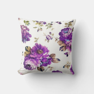 Violet Blommönster Kudde