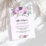 Violet blommor, grönt födelsedag inbjudningar<br><div class="desc">En violett,  vattenfärgad lavender-bakgrund. Dekorerad med violett och lila vattenfärgade blommor och grönsak. Anpassa och lägg till ditt namn och information om party.</div>
