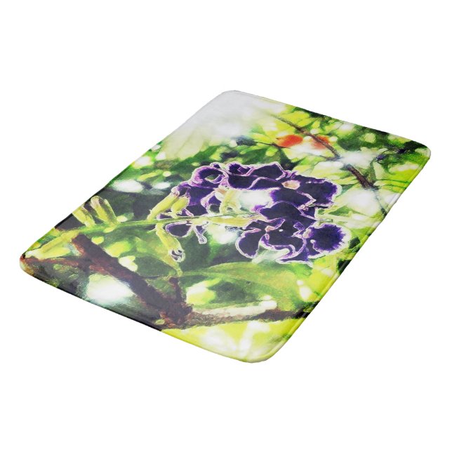 Violet Blue-blomman ser ut som oljemålning Badrumsmatta (Vinklad)